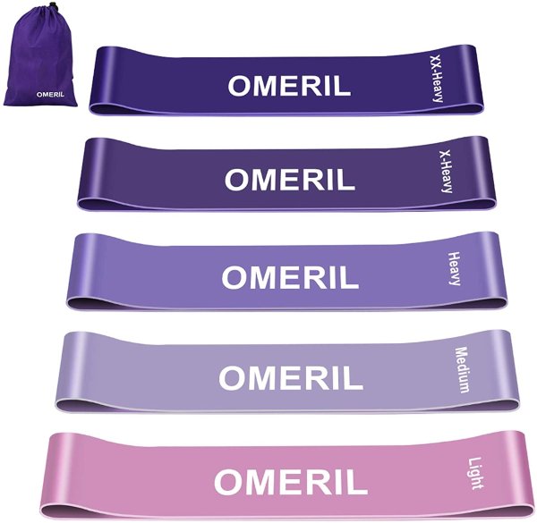 OMERIL Resistance Bands, Skin-Friendly Exercise Loop Bands with Different Resistance Levels Workout Bands for Legs and Glutes, Arms, Physio, Pilates, Yoga, Strength-Carry Bag Included