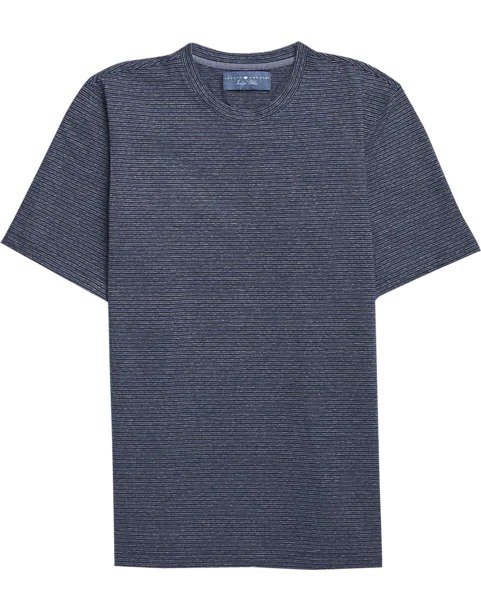 Indigo Blue Crew Neck T-Shirt, Blue Stripe - Men's Sale | Men's Wearhouse