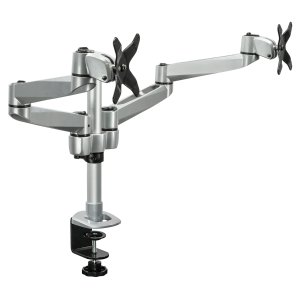 Mount-It! Dual Monitor Desk Mount Swivel Arm Quick Connect with Clamp Base