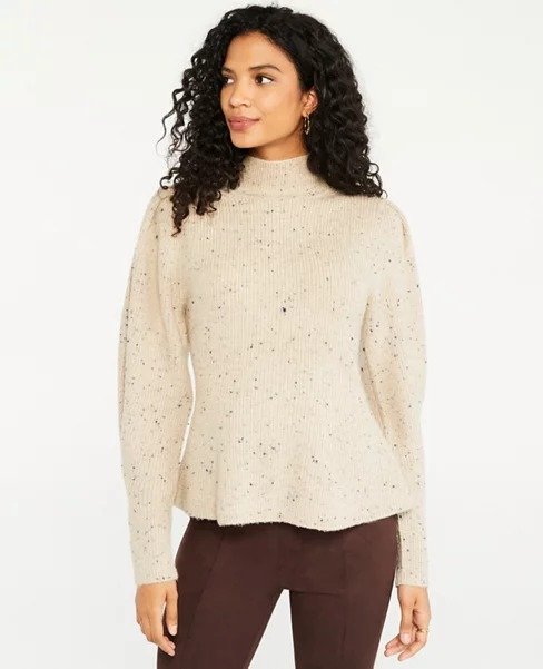 Puff Sleeve Peplum Sweater | Ann Taylor