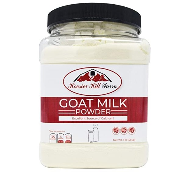 Hill Farm Goat Milk Powder 1 lb. Jar (16oz.), 100% Pure No Additives, Hormone and Antibiotic Free, Batch tested Gluten Free, and Non-GMO