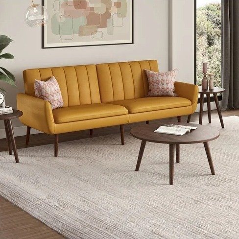 Profumo Linen Convert-a-Couch Sofa - Mustard Yellow