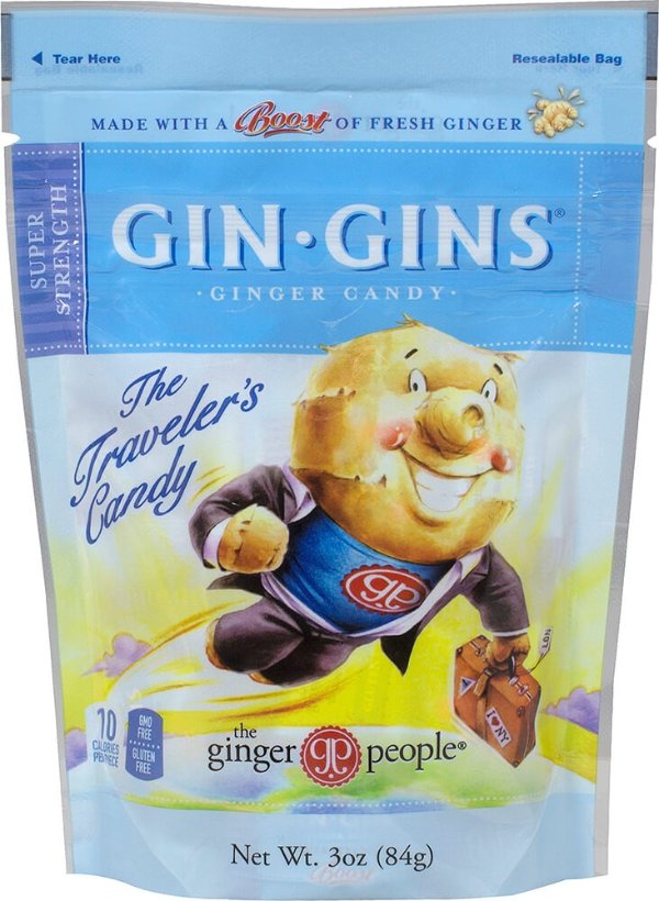 Gin Gins Super Strength Ginger Candy 3 oz Bag | Food Products | Puritan's Pride