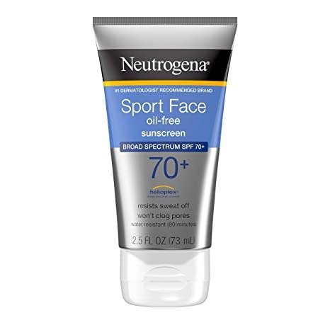 Sport Face Sunscreen SPF 70+ OilFree Facial Sunscreen Lotion with Broad Spectrum UVAUVB Sun Protection SweatResistant WaterResistant, 2.5 Fl Oz