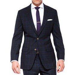 Men's Custom Suits - Midnight Teal Check Blue Suit | INDOCHINO