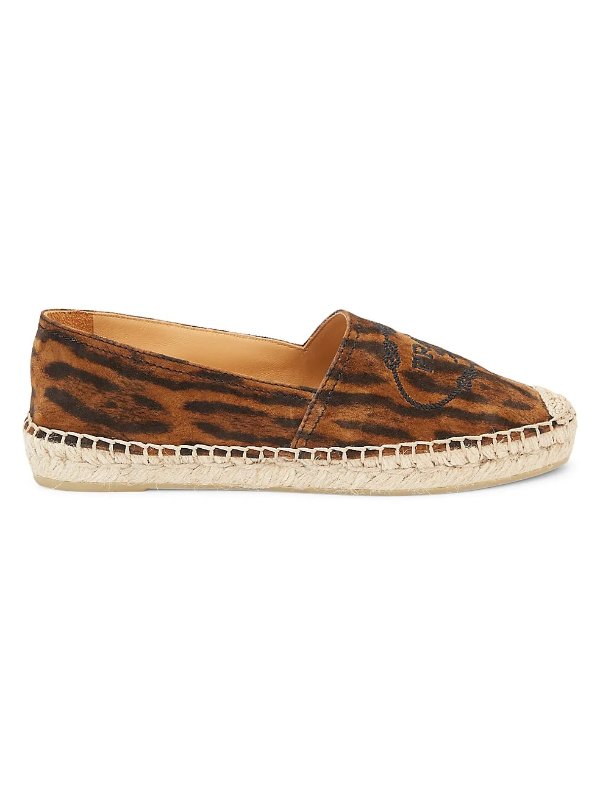Leopard-Print Leather Espadrille Loafers