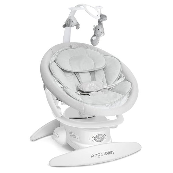 3 in 1 Baby Swing with Motion Detection, Portable Baby Swings for Infants with Removable Rocker & Stationary Seat, Bluetooth Enabled with 3 Unique Motions (White)