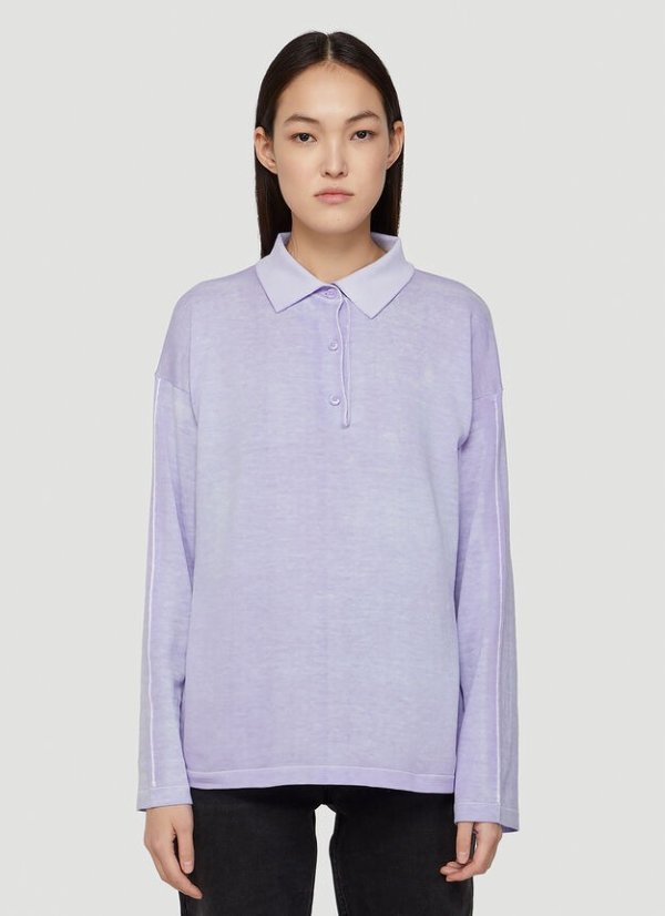 Polo Long-Sleeved Shirt in Purple