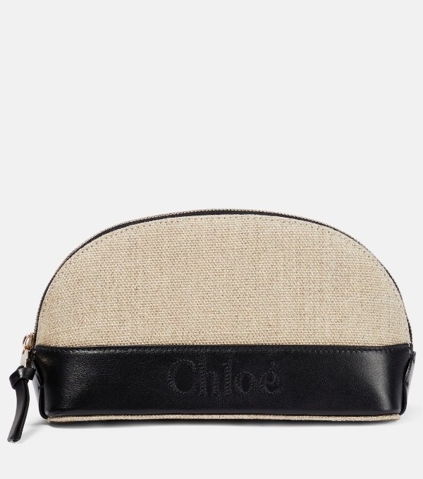 Sense Small linen and leather clutch