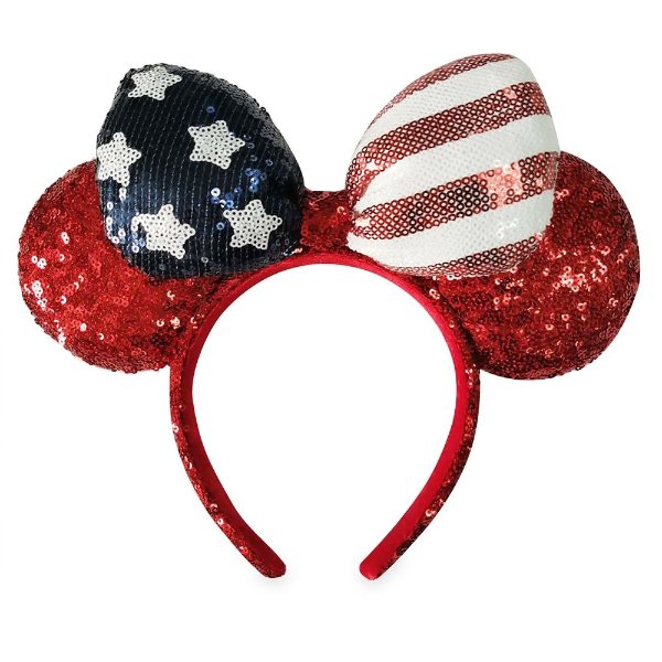 Minnie Mouse Americana Sequined Ear Headband with Bow | shopDisney