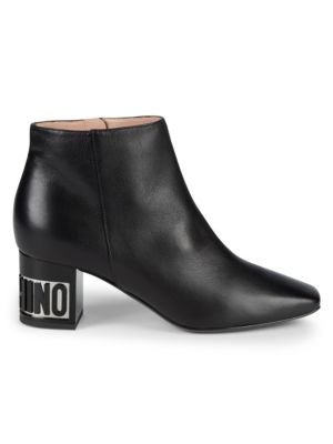 Smooth Leather Logo Booties