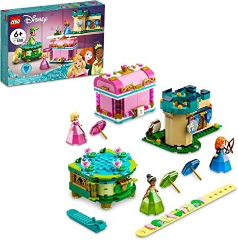 Disney Aurora, Merida and Tiana’s Enchanted Creations 43203 Building Kit; Jewelry Box Set for Kids Aged 6+ (558 Pieces)