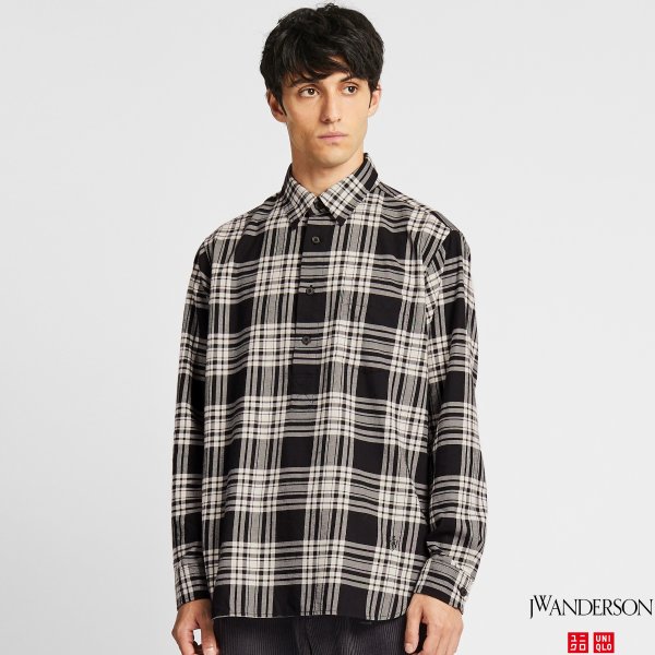 MEN FLANNEL CHECKED PULLOVER LONG-SLEEVE SHIRT (JW ANDERSON)