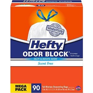 Hefty Odor Block Tall Kitchen Trash Bags, scent free, 90 Count