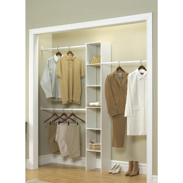 白色衣柜收纳架，适用于4 ft.~9ft宽