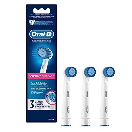 Oral-B Genuine Sensitive Replacement Brush Heads for Electric Toothbrush, 3 Count