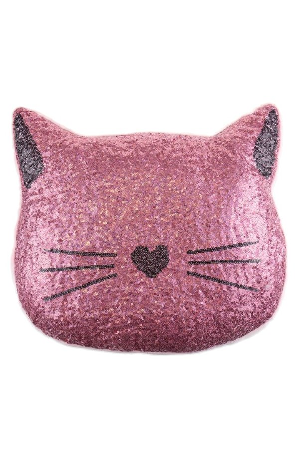 Sequin Cat Accent Pillow