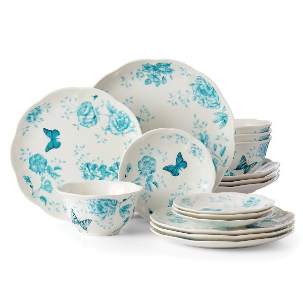 Butterfly Meadow Toile Turquoise 16-pc Set