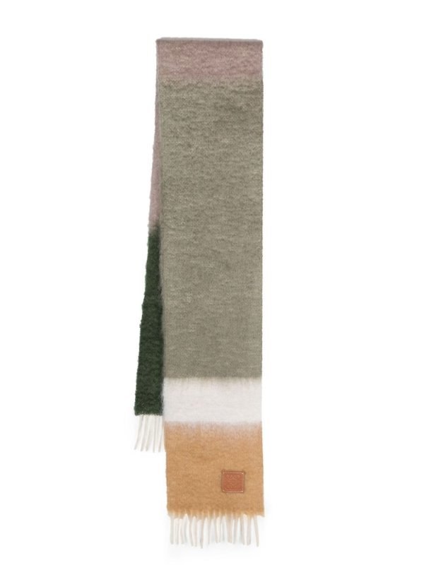 Striped mohair and wool scarf