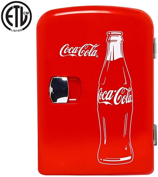 Classic Portable 6 Can Thermoelectric Mini Fridge Cooler/Warmer, 4 L/4.2 Quarts Capacity, 12V DC/110V AC for home, dorm, car, boat, beverages, snacks, skincare, cosmetics, medication
