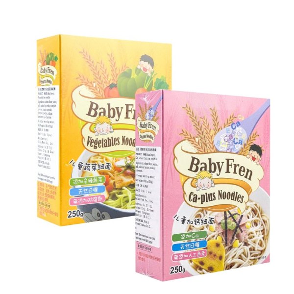Baby Fren Vegetables Noodles 250g 8.82 OZ*1 & Calcium Ca-Plus Noodles 250g 8.82 OZ*1