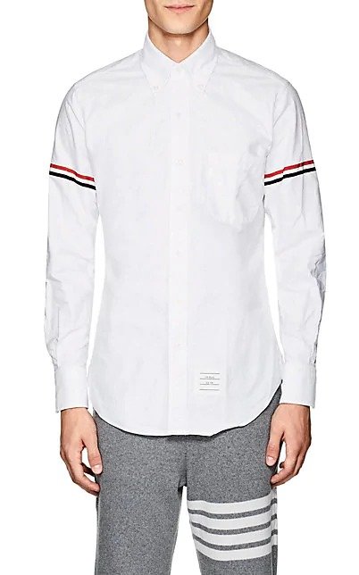 Appliqued Cotton Button-Down Shirt