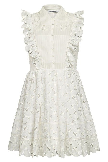 - Broderie Anglaise Mini Dress with Cotton