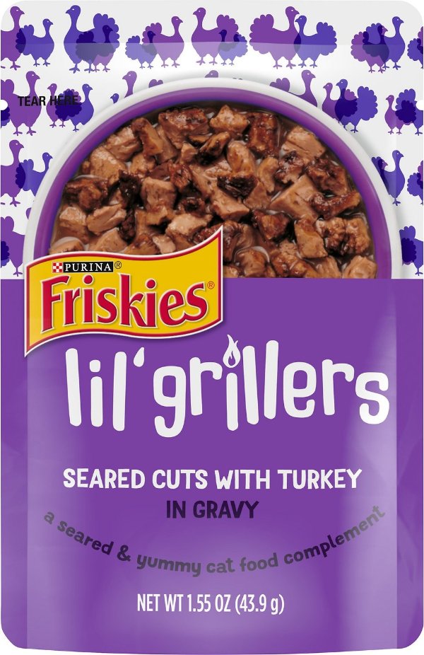 Lil' Grillers Seared Cuts With Turkey In Gravy Wet Cat Food, 1.55-oz pouches, case of 16 - Chewy.com