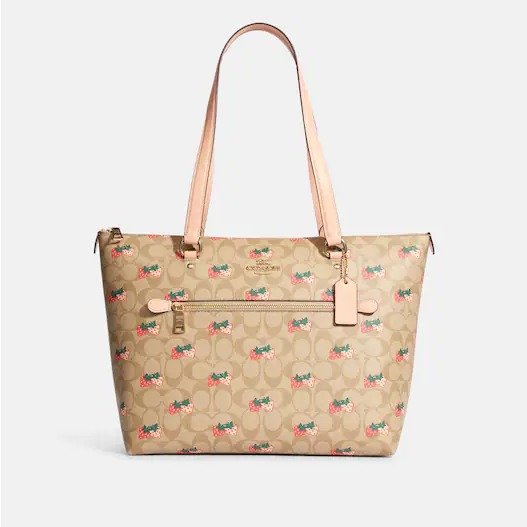 Gallery Tote In Signature Canvas With Strawberry Print