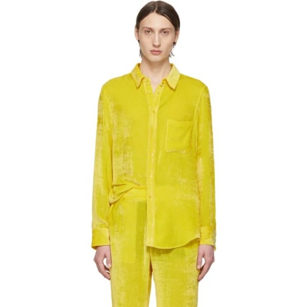 Sies Marjan - SSENSE Exclusive Yellow Velvet Cord Shirt