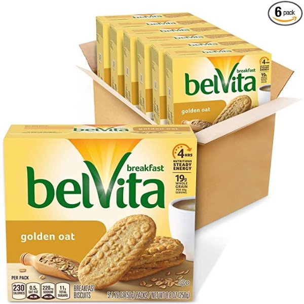 Golden Oat Breakfast Biscuits, 6 Boxes of 5 Packs (4 Biscuits Per Pack)