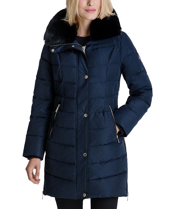 Faux-Fur Collar Puffer Coat, Created for Macy's