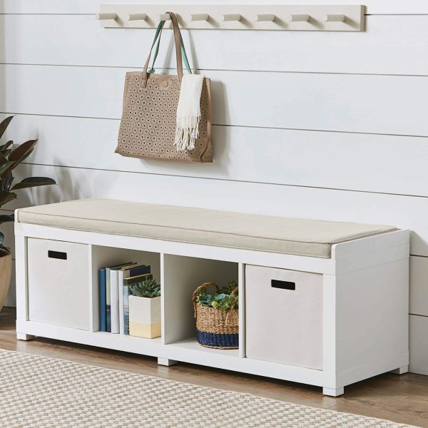 Better Homes and Gardens 4-Cube Organizer Storage Bench, Multiple Finishes