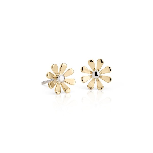 Daisy Stud Earrings in 14k Yellow and White Gold | Blue Nile