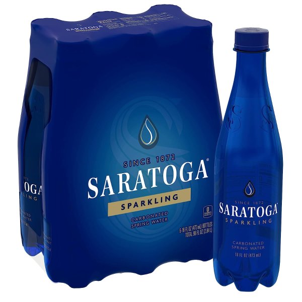 Saratoga Sparkling Spring Water Bottle PET, 16 Oz, 6-Pack