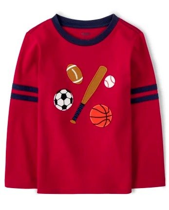 Boys Long Striped Sleeve Embroidered Sports Top - Future MVP | Gymboree