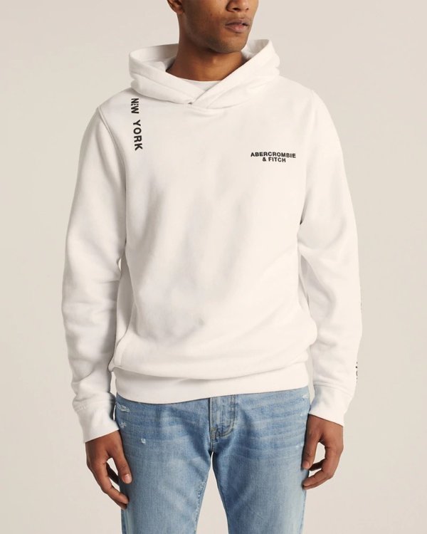 Mens The A&F Logo Perfect Popover Hoodie | Mens 60% Off Select Styles | Abercrombie.com