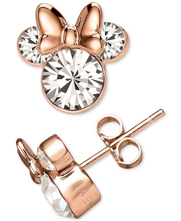 Cubic Zirconia Minnie Mouse Stud Earrings in 18k Rose Gold-Plated Sterling Silver