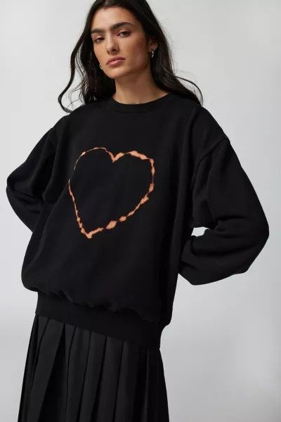 Remade Bleached Heart Oversized Sweater