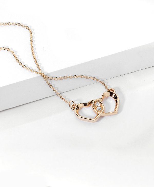 Double Heart Diamond Charm Pendant - In 18kt Rose Gold - (0.03 CTW) | Ritani