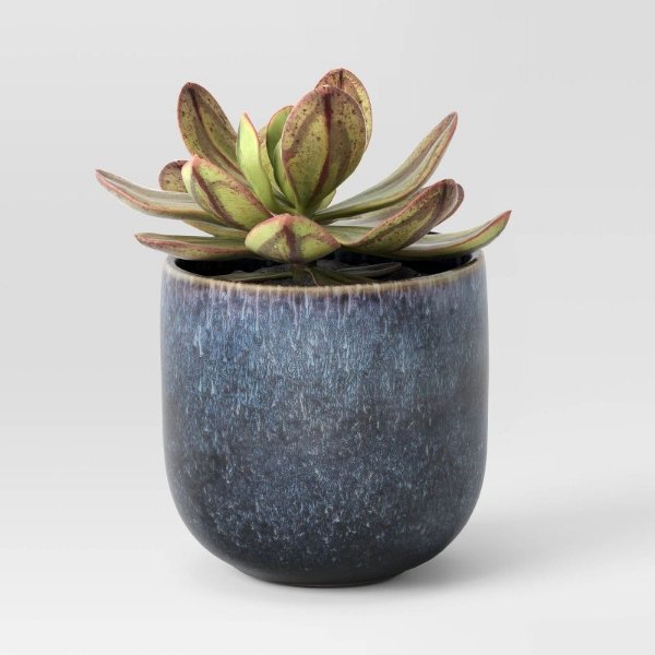 4" Ceramic Modern Outdoor Planter Charcoal Gray - Threshold™