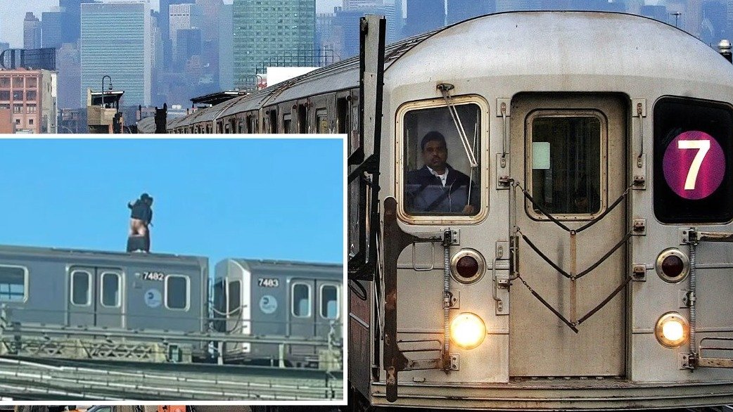 皇后区地铁顶上惊现2男子脱裤“激战”！网友全程拍照...