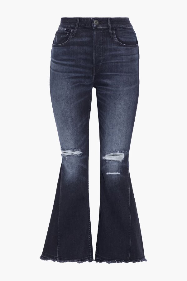 W3 Higher Ground Gusset Crop distressed high-rise kick-flare jeans