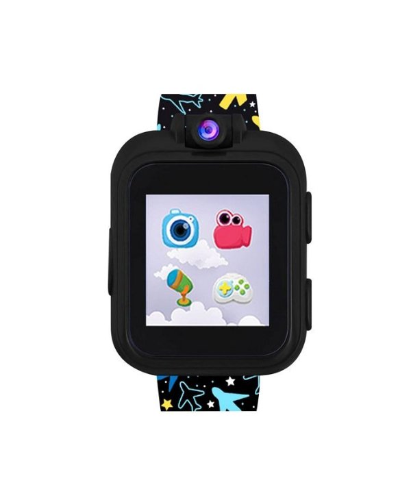 PlayZoom Black Smartwatch for Kids Airplane Print 42mm
