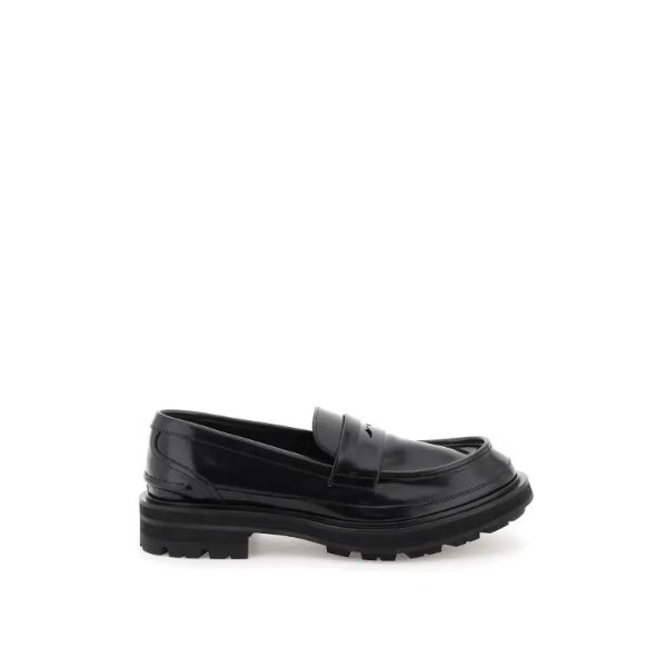 ALEXANDER MCQUEEN brushed leather penny loafers