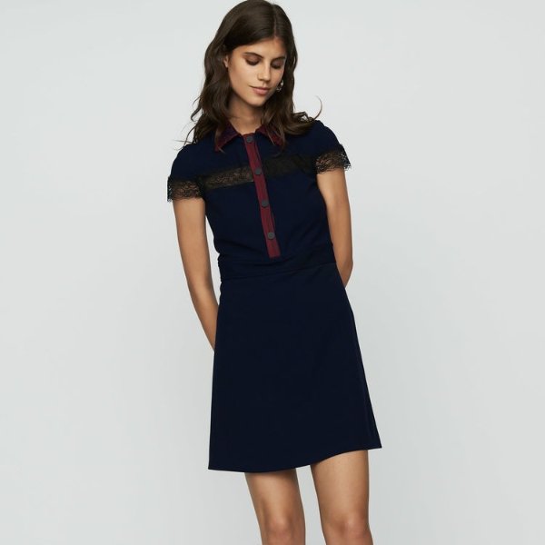 RILOID Shirt dress in crepe and lace