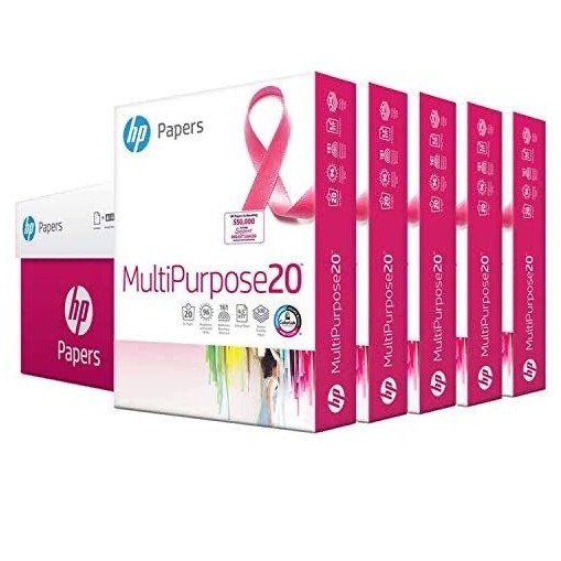 HP Printer Paper 8.5x11 MultiPurpose 20 lb 5 Ream Case 2500 Sheets