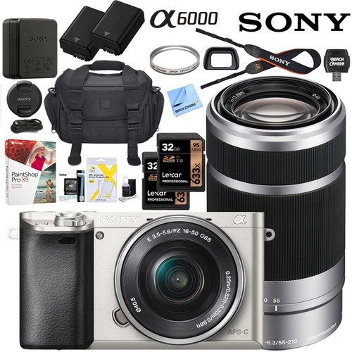 Alpha a6000 Mirrorless Digital Camera 16-50mm & 55-210mm Lens Pro Bundle Silver