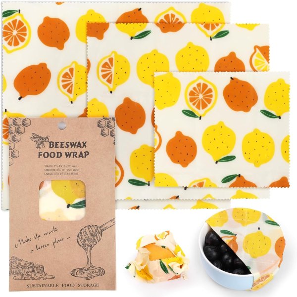 GeeRic Organic Beeswax Wrap for Food, 3 Pcs