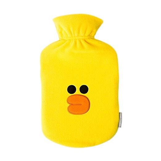 Hot Water Bottle - Sally Character Design Heat Therapy Bag with Soft Fabric Cover, Yellow